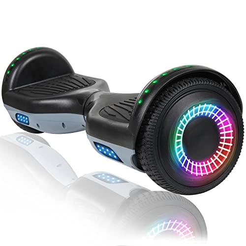 EPCTEK Hoverboard,6.5 Two-Wheel Self-Balancing Hover Board with Bluetooth Speakers and Fashion LED Lights for Kids and Adults(Black grey)