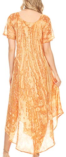 Image of Sakkas Ronny Lace Embroidered Cap Sleeve Tie Dye Wash Caftan Dress /Cover Up