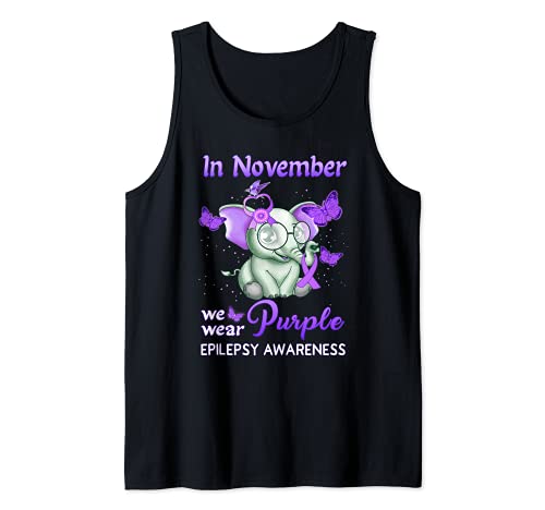 Epilepsy Awareness Shirts In November We Wear Purple Ribbon Camiseta sin Mangas