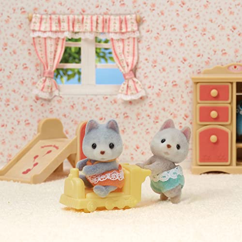 Calico Critters Husky Twins, Set Of 2 Collectible Doll Figures With Vehicle Accessory #TOP1