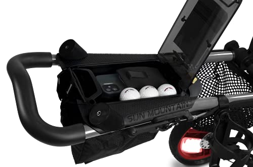 Sun Mountain PX4 4-Wheel Golf Push Cart - Lightweight 16.0 LBS, Maintenance-Free Wheels, Compact Storage System, Black