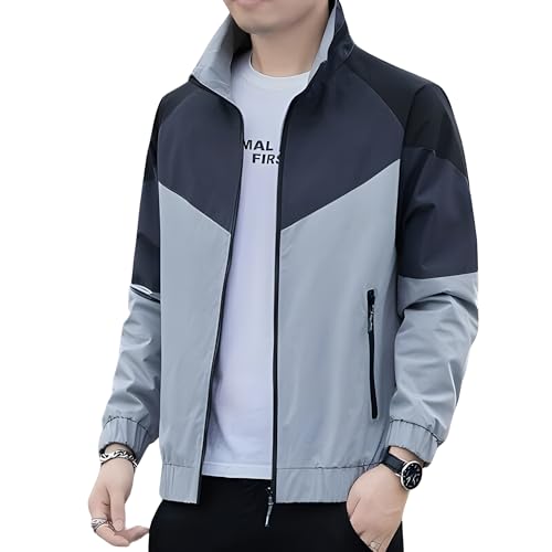 Image of MIA FASHION Mens Jackets for Summer, Lightweight Windcheater Jacket, Full Sleeves, Regular Fit, Stylish Stand Collar, Zipper Closure