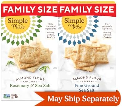 Simple Mills Almond Flour Crackers, Family Size Variety Pack (Fine Ground Sea Salt and Rosemary & Sea Salt) - Gluten Free, Vegan, Healthy Snacks, 7 Ounce (Pack of 2)