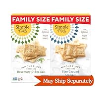 Simple Mills Almond Flour Crackers, Family Size Variety Pack Fine Ground Sea Salt and Rosemary & Sea Salt - Gluten Free, Vegan, Healthy Snacks, 7 Ounce Pack of 2