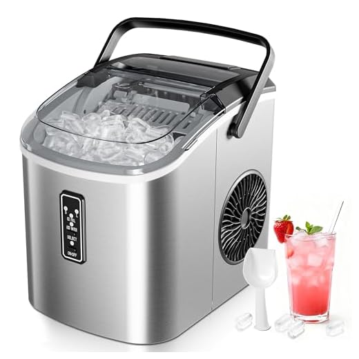 EUHOMY Eiswürfelbereiter: 9 Eiswürfel in 6 Minuten, selbstreinigend, 2 Eisgrößen, 12 kg/24 Stunden Eismaschine mit Griff/Schaufel/Korb, Edelstahl