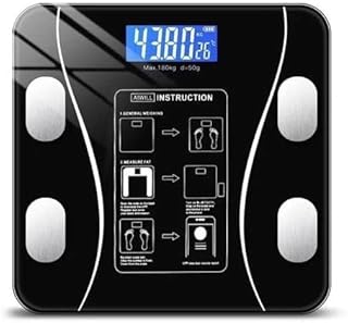 Balança Digital de Bioimpedância Corporal 140kg com Bluetooth APP Inteligente 12 Funções Peso IMC Gordura Massa Muscular Água Vidro Temperado LCD Azul Anatel Android e iOS