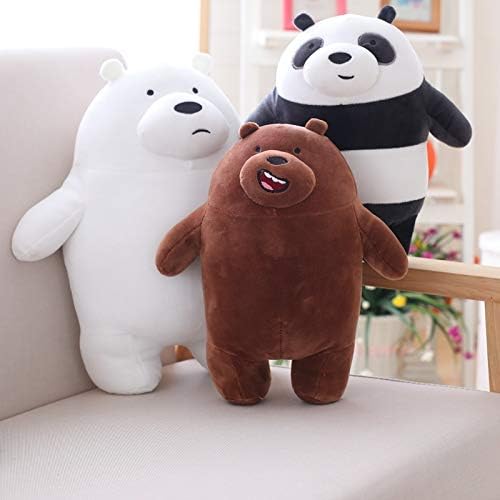 CGDX 27cm Kawaii We Bare Bears Plush Toy Cartoon Bear Stuffed Grizzly Gray White Bear Panda Doll Kids Love Birthday Gift White 27cm