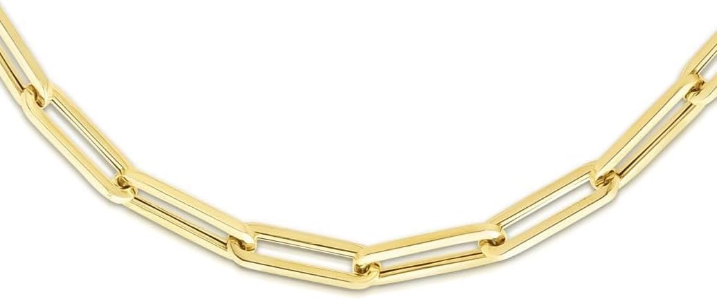 Floreo 14k Yellow Gold Hollow Paperclip Link Chain Bracelet - 7.5 Inch