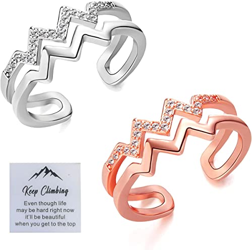 to My Daughter Highs and Lows Inspirational Ring, Utilisé pour exprimer la Signification des Parents d'être forts pour Leurs Filles Qui connaissent des Revers et des difficultés (Rose Gold+ Silver) Cover