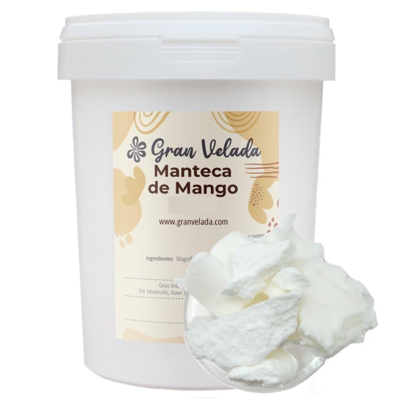 Gran Velada - Manteca de Mango Refinada 1000 ml | Ideal para Cremas Faciales y Cuidado Corporal. Hidratante y Antiedad. Ingrediente Cosmético