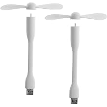 Sokelinn-six USB Flexible Fan, Mini Portable Cooling Fans USB Powered for Power Bank Laptop PC AC Charger - 2 Pack White