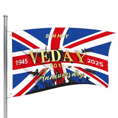 Victory Day 80th Decorative Flag, 2025 Victory Day 80th Flag - 2025 Victory Day Europe Banner conmemorativo - Herramienta de decoración de poliéster para varias fiestas, celebraciones, reuniones
