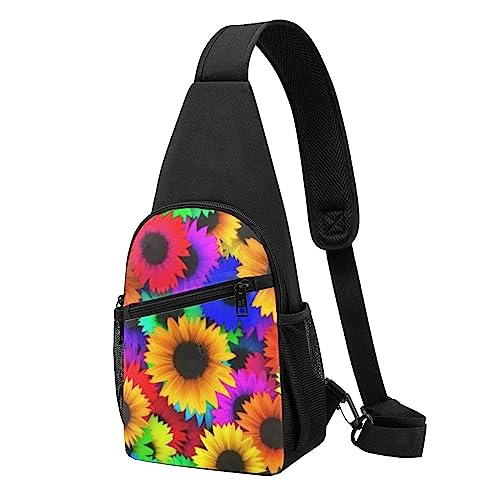 Sac à dos unisexe imprimé tournesol arc-en-ciel noir mode urbaine