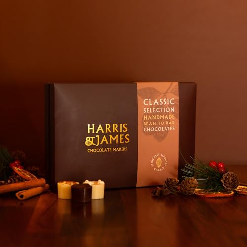 Harris & James Classic 24 Piece Chocolates Gift Box. Handmade Luxury Chocolates - White Chocolate, Milk Chocolate & Dark Chocolate. Selection Box Including 12 Different Chocolate Varieties.