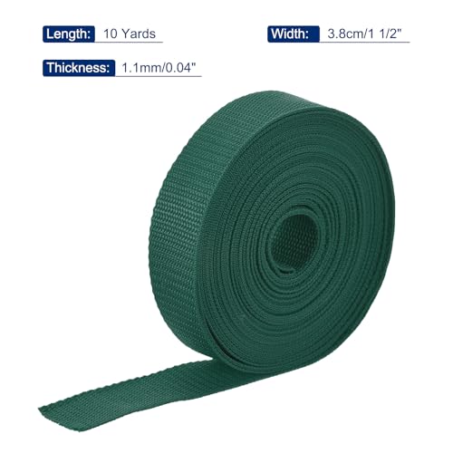 Image of MECCANIXITY Lightweight Polypropylene Webbing Strap 1.5 inch 10 Yard Backpack Strapping Band Dark Green for Outdoor Luggage Cargo Straps