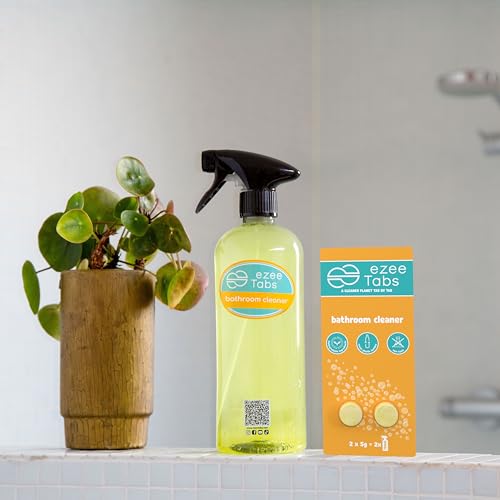 EzeeTabs Badreiniger Bundle – Reinigungstabs für ein mikroplastikfreies, biologisch abbaubares und veganes Putzmittel – 2 x Reiniger für hygienische Sauberkeit und 1 x wiederverwendbare Flasche