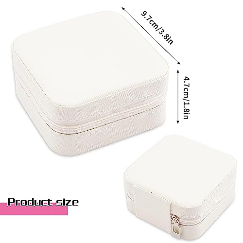 Image of Neveika Portable Travel Mini Jewelry Box Leather Jewellery Ring Organizer Case Storage Gift Box Girls Women (4pcs White).