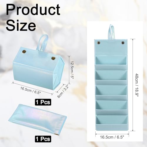 Image of PATIKIL Travel Sunglasses Organizer, 5 Slot Foldable Sunglasses Holder Leather Sunglass Storage Organizer with Pouch