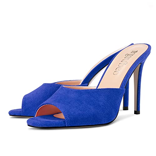 Image of TNYNFBEB Women Stiletto High Heel Peep Open Toe Sandals Slingback Slip-on Wedding Office Cute Basic Classic 3.9 Inches Heels