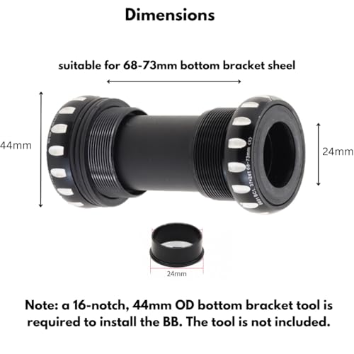 COONIUM BSA Threaded 68-73 mm Ceramic Bearing BB Bottom Bracket for 24mm (Compatible with Shimano) or 22/24mm (SRAM GXP) Crank Spindle - Thumbnail 3