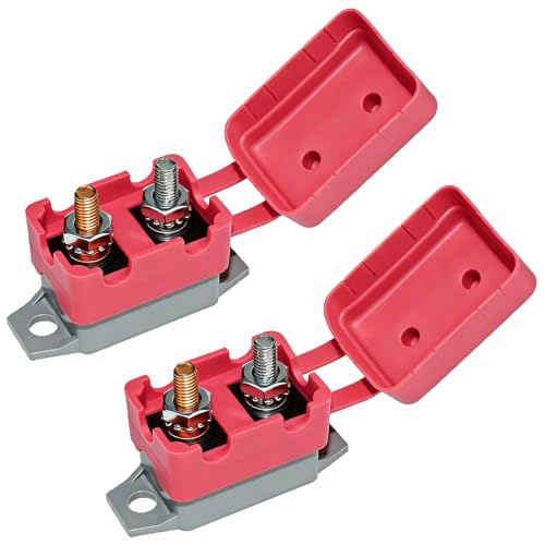 BFXM 2PCS Auto Reset Circuit Breaker, Stud Type Circuit Breakers with Cover, 12V - 24V DC 30 Amp Breaker for RV Marine Boat Trolling, Car Engines and More
