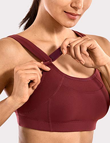 Image of SYROKAN Front Adjustable Sports Bras for Women High Impact | Front Velcro Straps, Wirefree, Double layer Cups, U Back, No Bounce, Running Bra