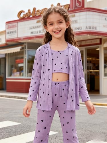 Image of Tween Girls Clothes 2 Piece Long Sleeve Top + Denim Cargo Pants, Teen Girls Fall Clothing Set, Sizes 5-12 Years