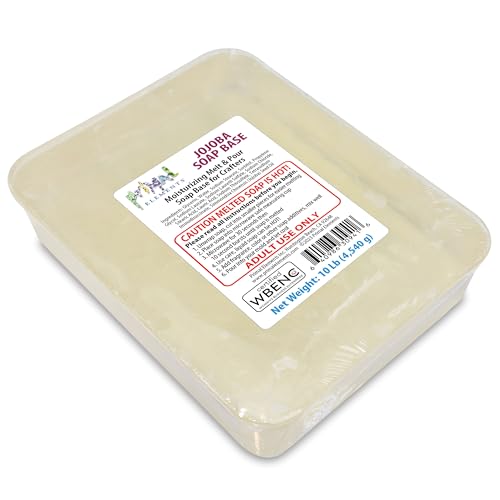 Primal Elements Jojoba Oil Soap Base - Moisturizing Melt and Pour Glycerin Soap Base for Crafting and Soap Making Easy to Cut - 10 Pound