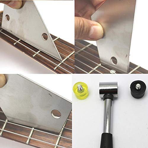 Guitar Luthier Tool Kit Double Headed Guitar Bass Fret Wire Rubber Hammer,Guitar Fret Crowning Luthier File,Stainless Steel Fret Rocker,Fingerboard Guards Protectors And Grinding Stone For Guitar #TOP6