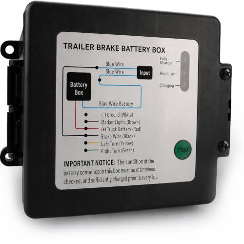Rnigs 12V 5Ah Water-Resistant Trailer Brake Battery Box with LED Test Light