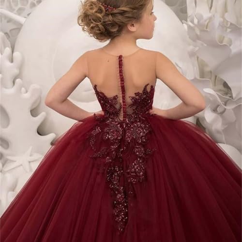 Tulle Flower Girl Dresses for Wedding Lace Appliques Formal Pageant Girls Ball Gown Kids First Communion Dress for Girls4