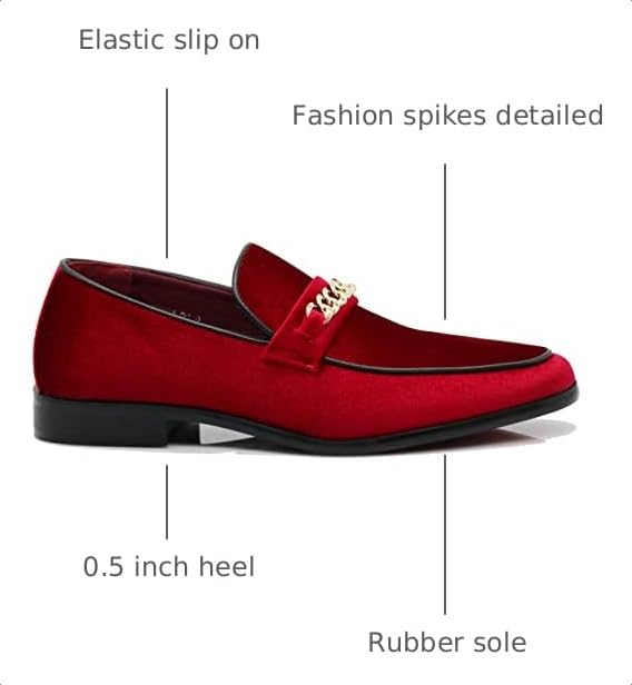 Image of Enzo Romeo Plum05 Men's Dress Loafers Elastic Slip on with Buckle Fashion Shoes