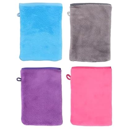 LIURFLNC 4 Stück Waschlappen, Waschlappen Frottee, Waschlappen Baumwolle Waschhandschuhe, Starke Wasseraufnahme Waschhandschuh Wiederverwendbare Weiches Gesichtshandschuh (14 x 21cm)