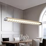 AHQX Moderno Tubo Largo Colgante De Luz LED Colgante Lineal De Luz Industrial Colgante De Techo Regulable En Altura Para El Dormitorio Sala De Estar Restaurante Cocina Cafetería(Plata,2)