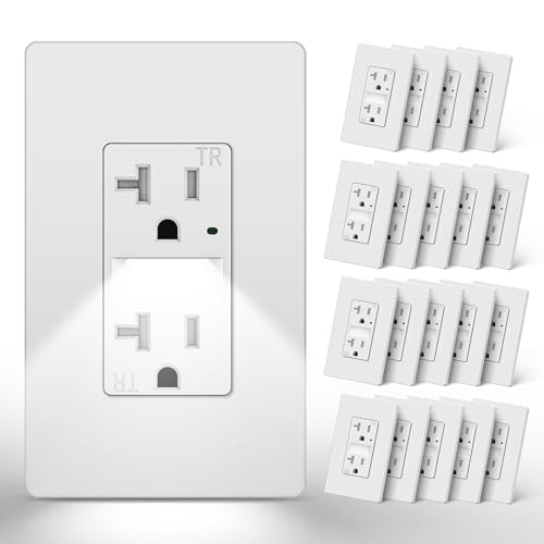 Image of CML 20A Outlet with LED Night Light, 20 Pack, ETL Listed, White