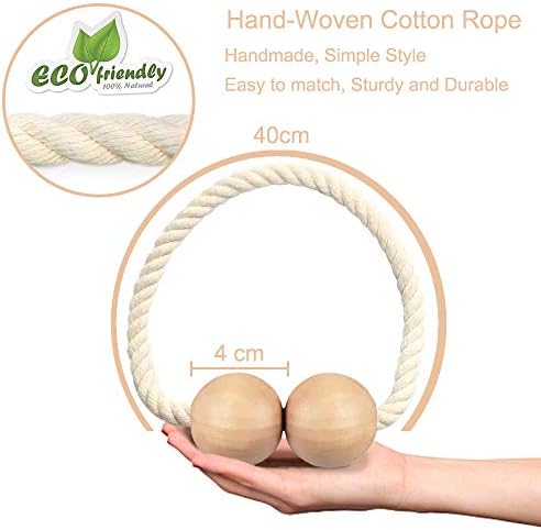 IAGORYUE Premium Magnetic Curtain Tiebacks, Wooden Curtain Tie Backs Clips a Pair, Strong Durable Magnet Holdbacks Buckle Rope for Home, Office, Window Decorative, Pretty and Fashion 2 Pcs - (Wood)