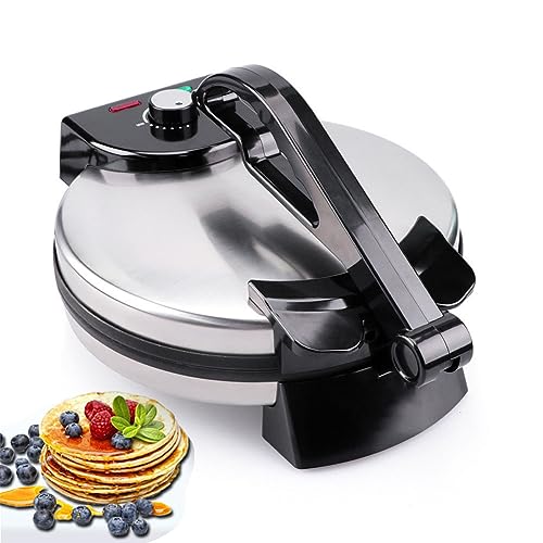 XSDAJSD Máquina para Hacer panqueques, chapatis y Tortillas - Máquina eléctrica portátil Antiadherente para el Desayuno, con indicador de Encendido y LED