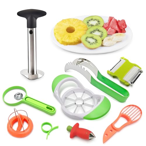 NADOBA Fruit Slicer Peeler Set of 10-Pineapple Corer,Avocado Knife,Watermelon Slicer,Apple Corer Slicer,Banana Cantaloupe Slicer,Orange Peeler,Strawberry Huller,Vegetable Scraping -Kitchen Fruit Tools
