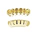 JINAO Silver Grill 14K Gold Plated Iced Out Mouth Teeth Grillz Top Bottom Tooth Caps Hip Hop Bling New Gold Shiny Grills for Your Teeth (Silver)