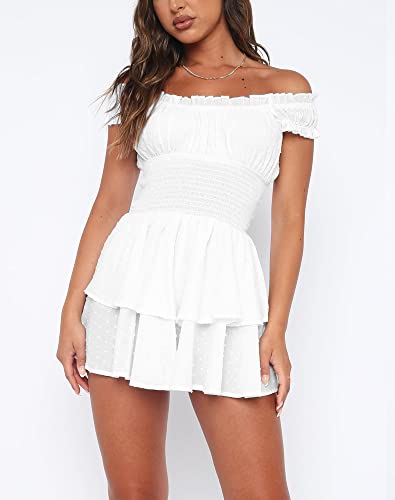 Bingerlily Womens Summer Off Shoulder Mini Dress Cute Chiffon Slim Fit Dresses2