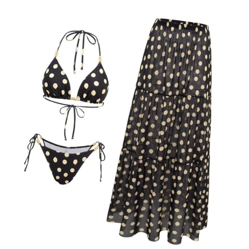 Maillot de bain deux pièces à pois pour femme avec haut rembourré et culotte extensible