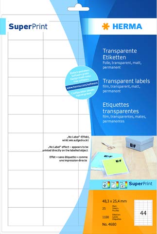Produktbild Herma 4680 Transparent Etiketten 48.3 x 25.4mm, 1100 Stück