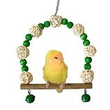 CXYYXF Parakeet Playground Bird Cage Accessories Bird Cage Wood Swing Cockatiel Perch Swing Pet Parrot Playstand Parrots Canary Toys for Cage Bird Toy Wooden Training Supplies (Green)