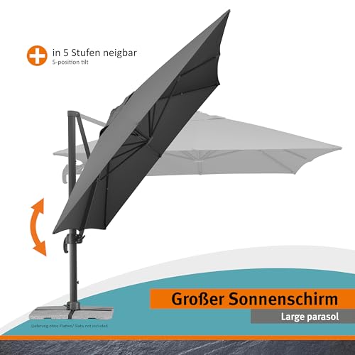 Bodenverankerung des RHODOS GRANDE Schirms im Gartenbereich. - Detailansicht von Schneider RHODOS GRANDE Sonnenschirm...