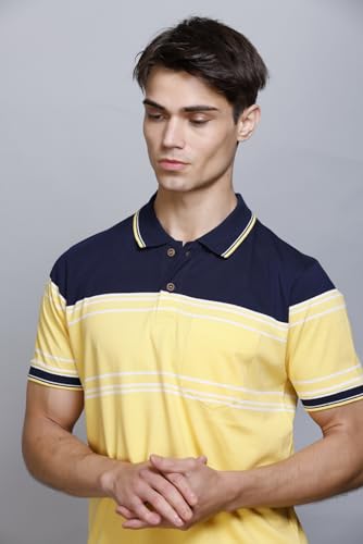 Image of SANE ORIGINALS T-Shirt for Men with Pocket || Textured Striped Polo for Men