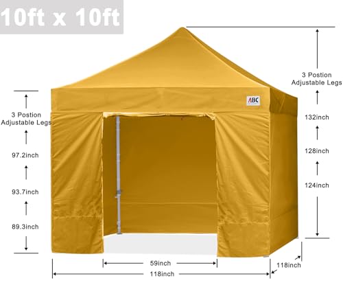 Image of ABCCANOPY Commercial Pop Up Canopy Tent with Sidewalls 10X10,Gold