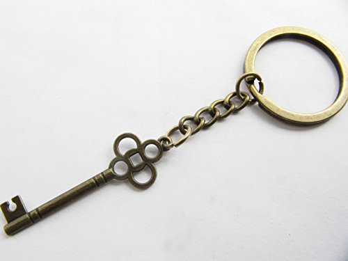 Antique Skeleton Key Keychain- Vintage Key Keyring- Ooak Skeleton Key Pendant #TOP3