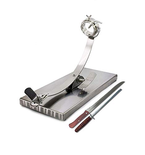 BRICOMIRAS JAMONERO Modelo MOJÁCAR BALANCÍN Giratorio DE Acero Inoxidable AISI-304, Regalo Cuchillo + CHAIRA Soporte JAMONERO
