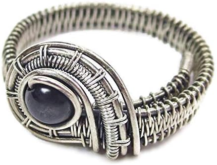 Iolite Adjustable Ring, Woven in Sterling Silver Wire