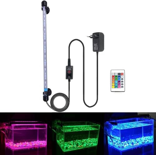 VARMHUS LED 18-112 cm für Fisch Tank Aquarium Leuchte Wasserdicht Aquarium Beleuchtung, Lampe Stecker EU Unterwasser LED-Lichtbalken (RGB, 37 cm)